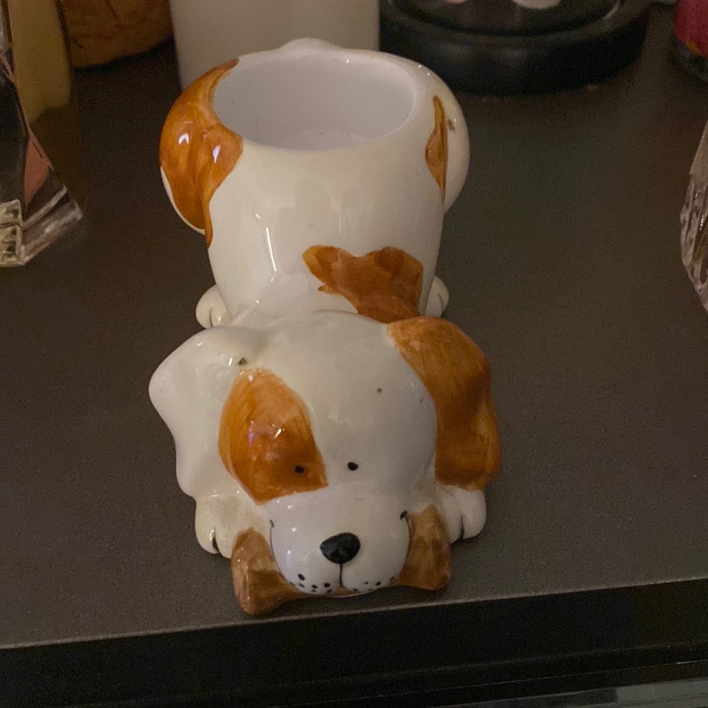 Ceramic dog candle holder